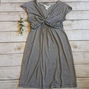 Max Studio Striped VNeck Cap Sleeve Dress L C23